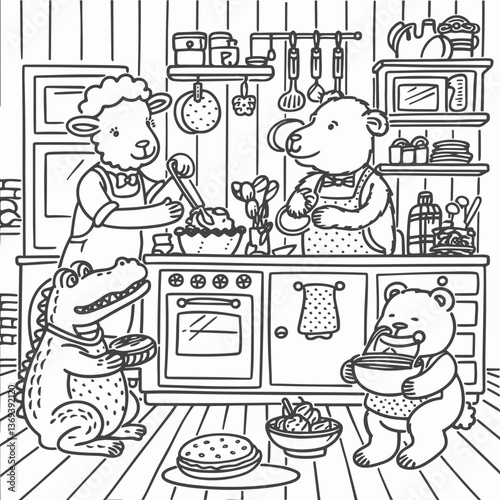 kdp cover, cover, book cover, cartoon illustration, cute coloring book cover, cute kids illustration, cartoon cover, kawaii coloring, easy and bold, kawaii cover, cozy, cozy cover, fuzzy, hygge, color