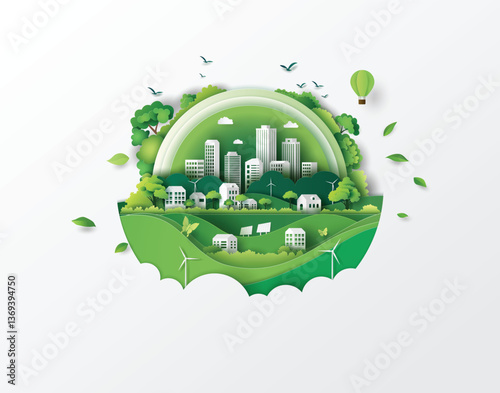 Green Urban Planet with Smart City and Nature Elements