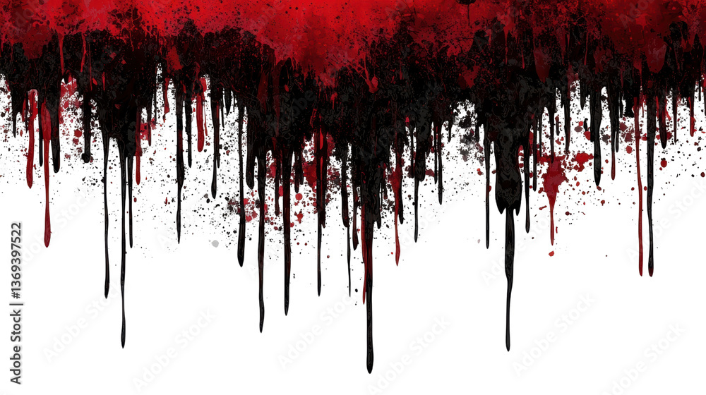 Fototapeta premium Abstract dark and bloody paint splatters on a white background