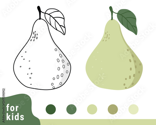 Pear coloring pages for kids. Fruit coloring books can be printed.