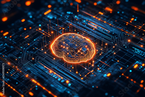 Neural circuit and electronic cyber brain in a quantum computing system, artificial intelligence technology, biotechnology and machine learning concept