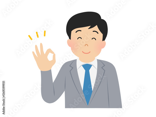 オッケーサインを出すスーツを着た男性のベクターイラスト