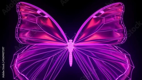 Neon Butterfly: Geometric Elegance in a Dark Digital Realm