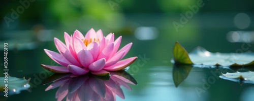 Delicate water lily flowers on a serene lake surface, ripples, peaceful, lily