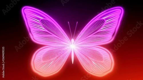 Neon Butterfly: Geometric Elegance in a Dark Digital Realm