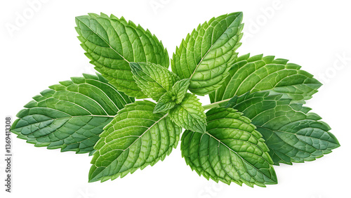Fresh Mint Leaves PNG Image – Isolated Herbal Green Leaves on Transparent Background
