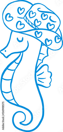 Coastal Cowgirl Seahorse Outline Playful Hand Draw