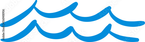 Simple Wave Beach Outline Playful Hand Draw