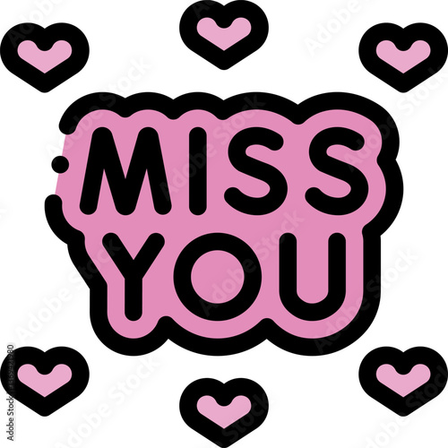miss you Illustration on a white background.