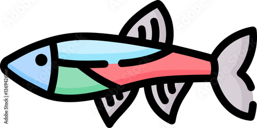 neon tetra Illustration on a white background.