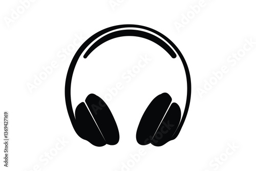Headphone silhouette vector Minimalist style isolate outline vector illustration