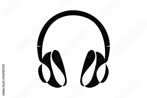 Headphone silhouette vector Minimalist style isolate outline vector illustration