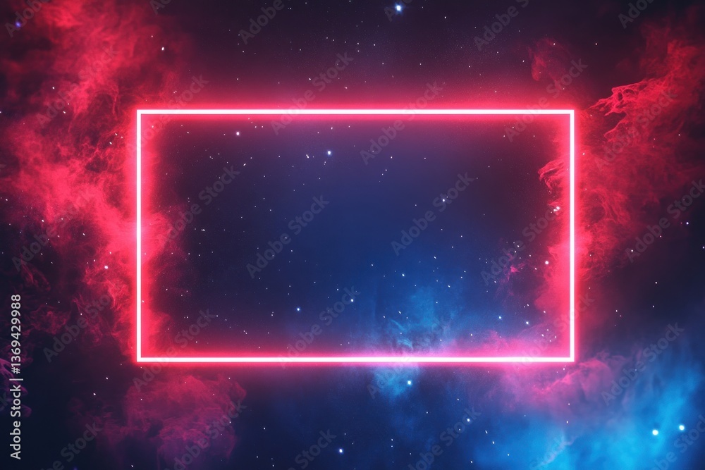 Obraz premium A clean and professional rectangular frame with gently glowing stars in varying shades of red and blue.