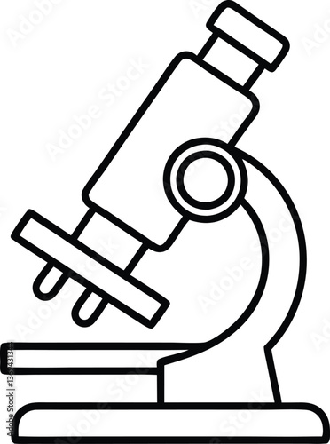 microscope outline coloring book page, microscope line art vector illustration