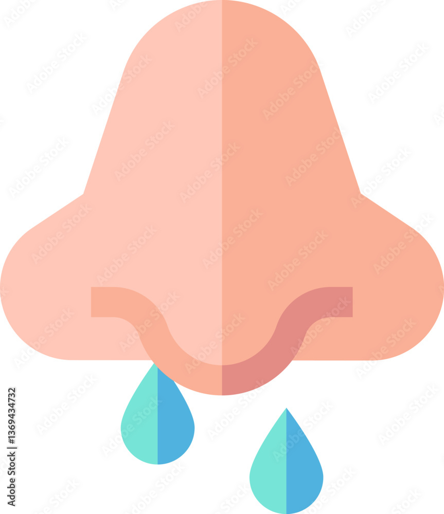 runny nose Illustration on a white background. runny nose Illustration on a white background.