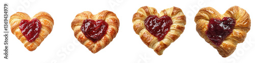 Delightful heart shaped croissants with a sweet and fruity jam filling perfect for a romantic breakfast or dessert