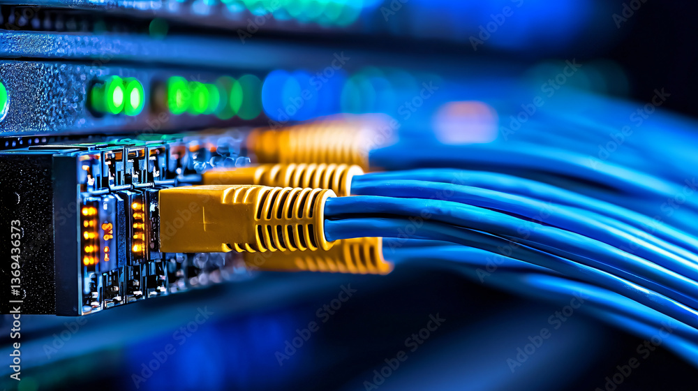 Network Hub Connectivity Server Cables Linking Data Information Digital Infrastructure Equipment Network Hub Connectivity Server Cables Linking Data Information Digital Infrastructure Equipment