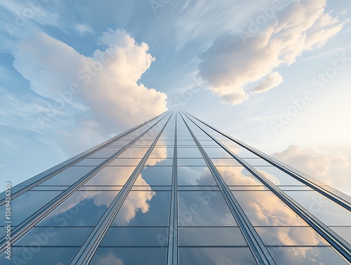 Skyscraper with Clouds, and Upward View.