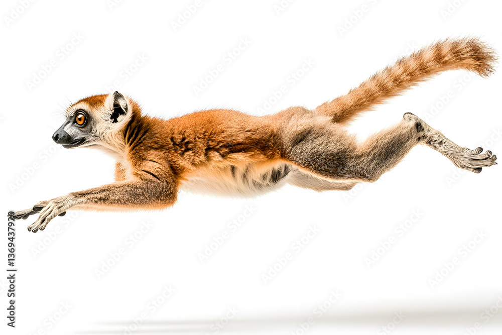 Fototapeta premium Lemur Leaps Gracefully, Agile Primate in Motion