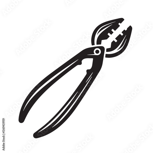 Black Color Tongs Silhouette Vector Illustration, Solid White Background