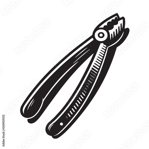 Black Color Tongs Silhouette Vector Illustration, Solid White Background