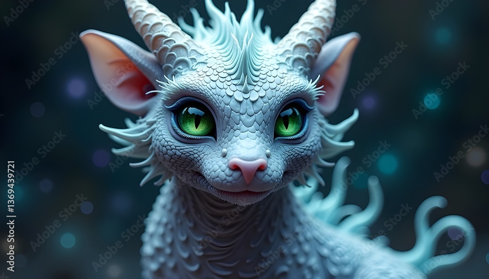 A fierce dragon's face emerges from the shadows, its reptilian eyes gleaming with an intense, otherworldly glow