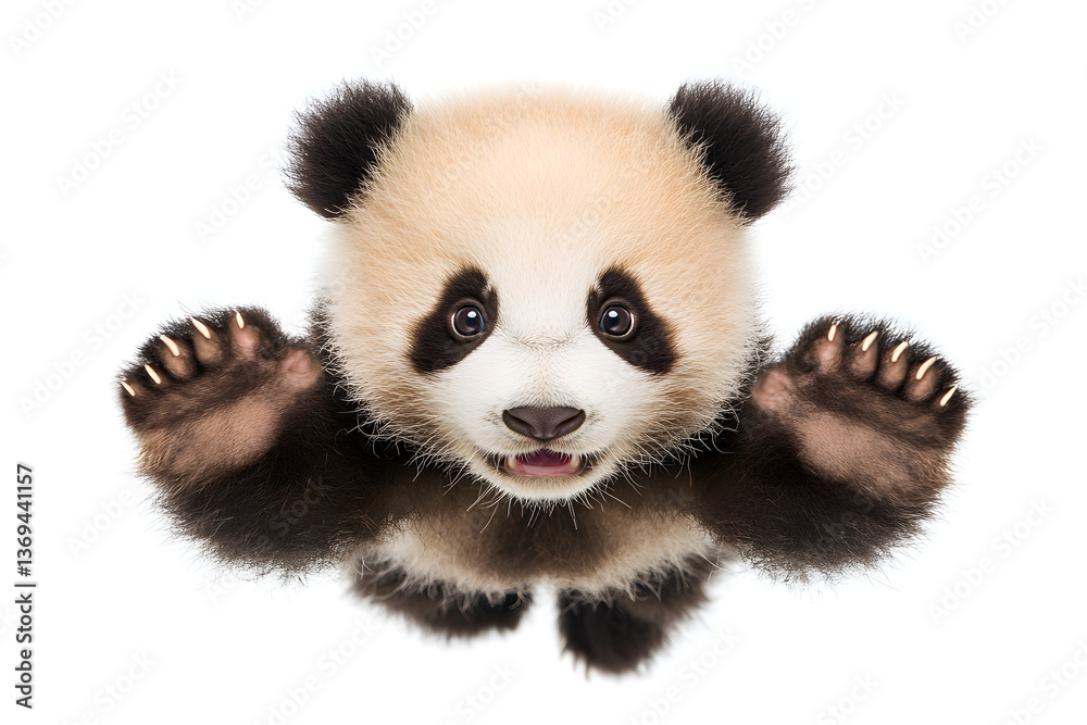 Naklejka premium Adorable Panda Cub Plays Cheerfully