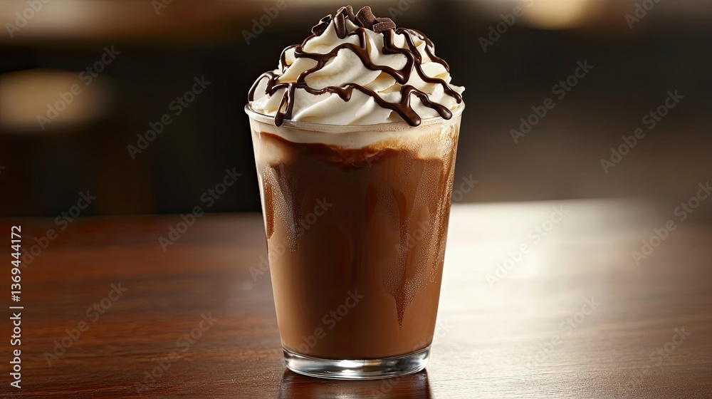 Delicious Chocolate Beverage with Whipped Cream and Drizzle Topping Delicious Chocolate Beverage with Whipped Cream and Drizzle Topping