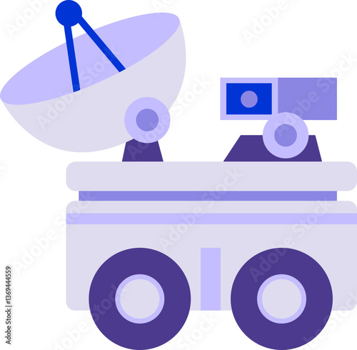A modern space rover with a satellite dish and camera for exploration