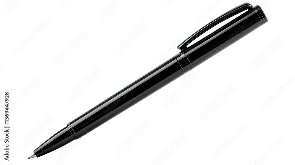 Sleek Black Pen: A close-up captures the elegance of a black pen. perfect for designs or writing Sleek Black Pen: A close-up captures the elegance of a black pen. perfect for designs or writing