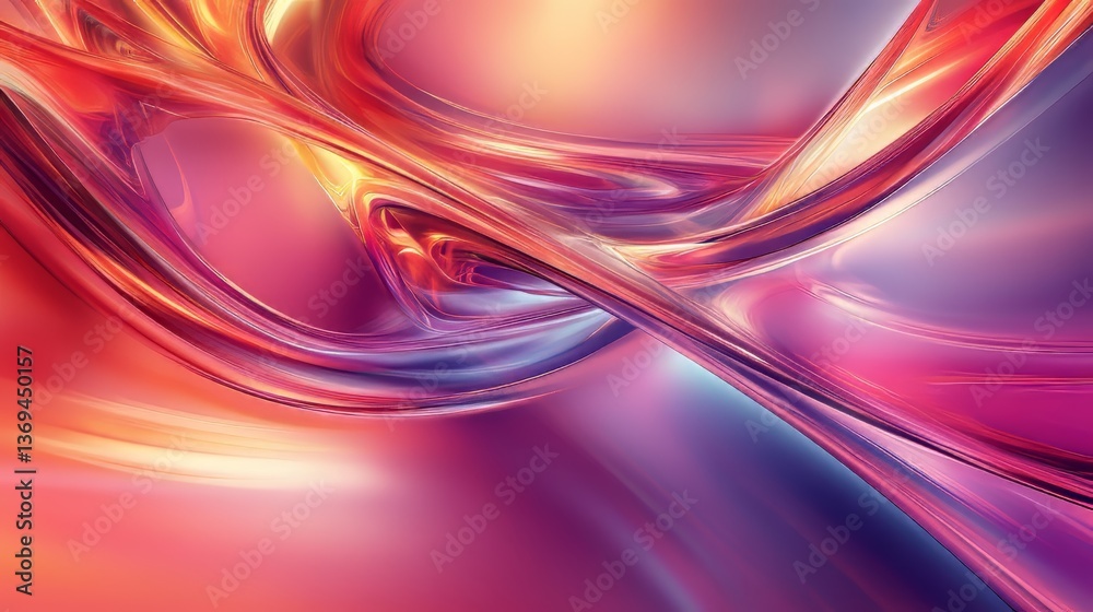 Abstract waves of light intertwine, creating a dynamic and vibrant interplay of color and form.