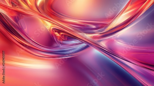 Obraz na płótnie Abstract waves of light intertwine, creating a dynamic and vibrant interplay of color and form. w salonie