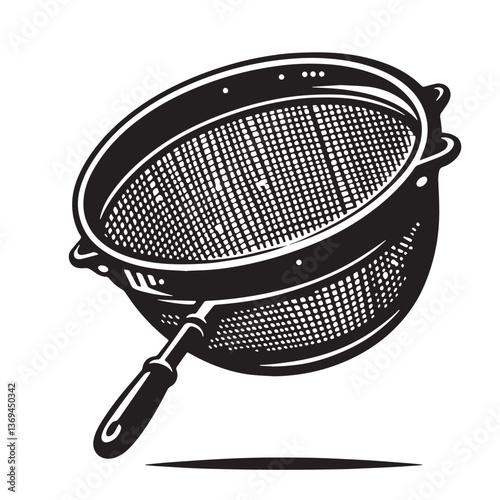 Black Color Whisk Silhouette Vector Illustration, Solid White Background
