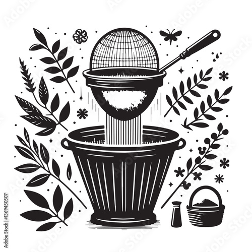 Black Color Whisk Silhouette Vector Illustration, Solid White Background