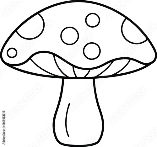 mushroom outline coloring book page line art vector