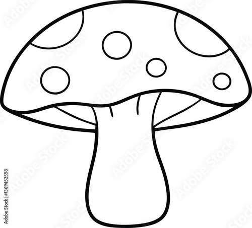 mushroom outline coloring book page line art vector