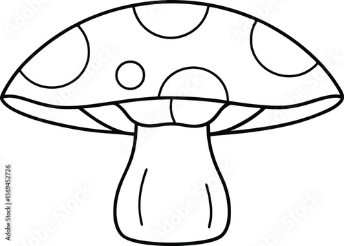 mushroom outline coloring book page line art vector