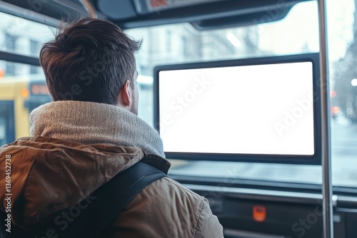High Definition Image of Young Man Taking the City Bus