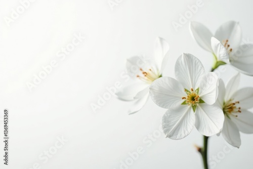 Delicate white blossom against pure white background, element, pure