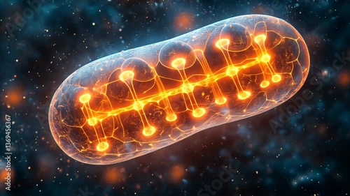 Glowing Mitochondria Cell Structure
