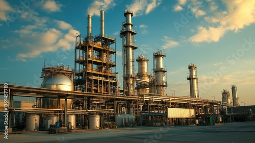 Obraz na płótnie Petrochemical plant where cracking units defy physics, reactor vessels pulse with unknown energy, and the machinery seems to be from another world. w salonie