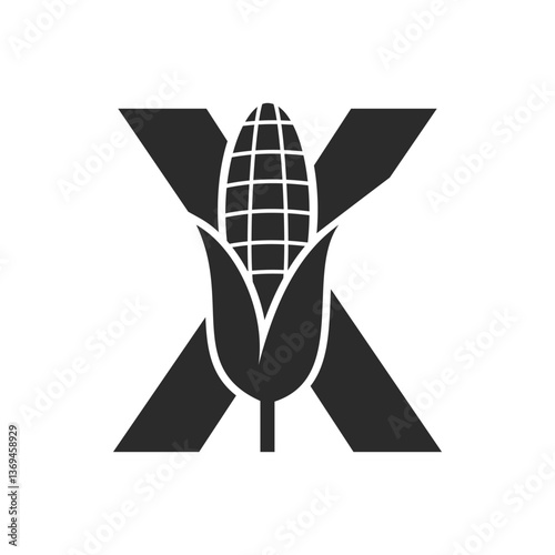 Agriculture Logo Design On Letter X With Corn Symbol for Farm Logo Template