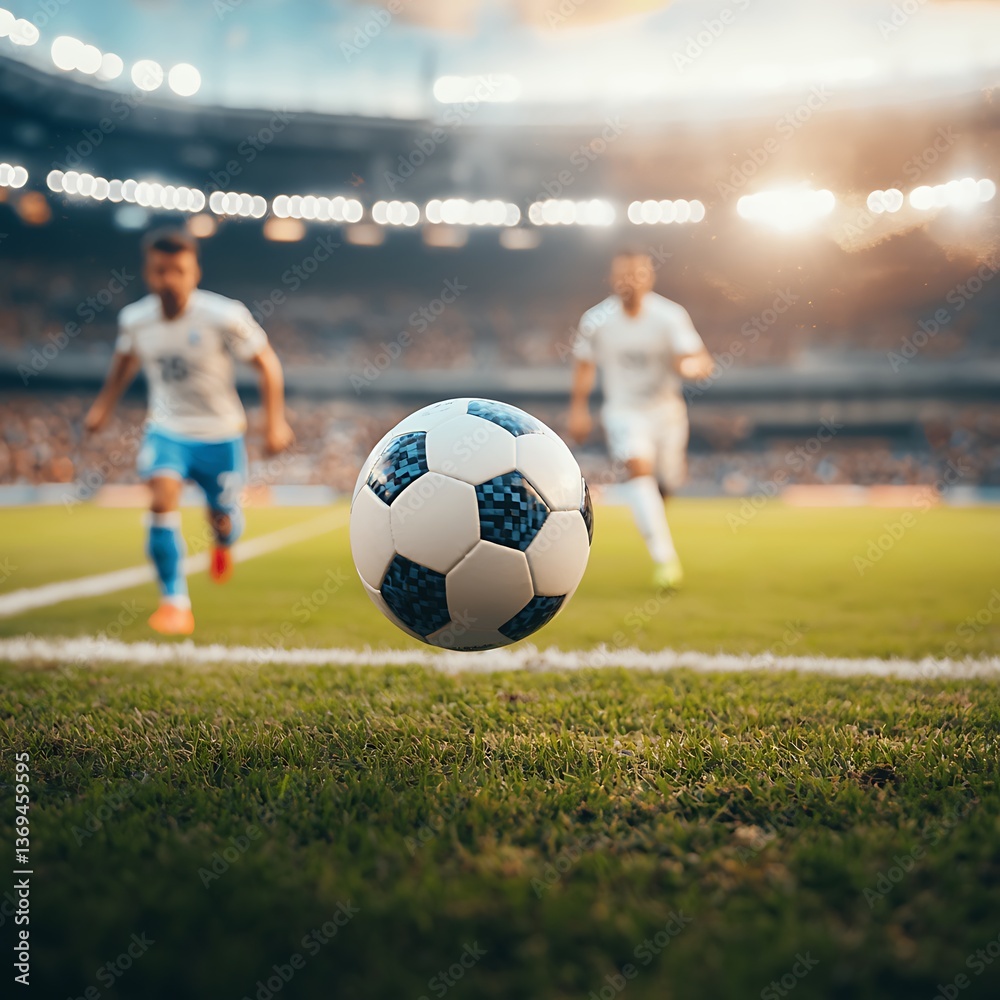 Fototapeta premium Soccer Game Action Stadium Night.