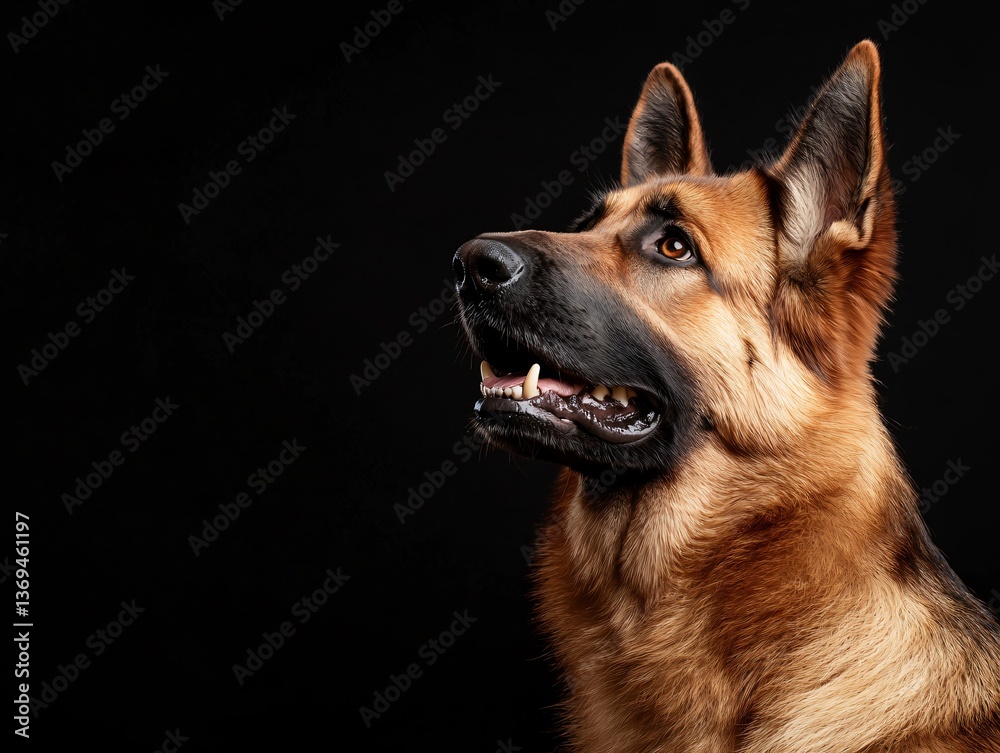Captivating German Shepherd Portrait Studio Setting Photography Black Background Side View Animal Beauty Captivating German Shepherd Portrait Studio Setting Photography Black Background Side View Animal Beauty