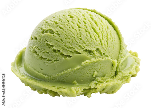 Green Tea Matcha Ice Cream Scoop – PNG Image Isolated on White