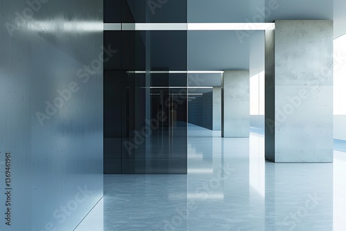 High Definition Image of 3D Mockup Logo Reflection in Office Wall