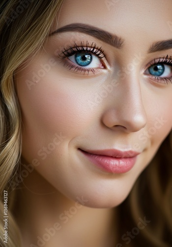 Closeup portrait woman soft light glowing skin. AI Generated