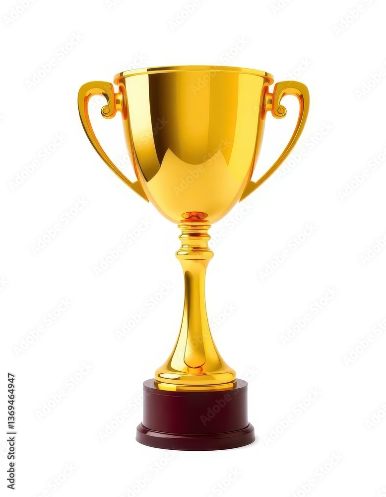 Gleaming golden trophy cup, perfectly isolated on pure white background, golden trophy cup, symbol, elegant Gleaming golden trophy cup, perfectly isolated on pure white background, golden trophy cup, symbol, elegant