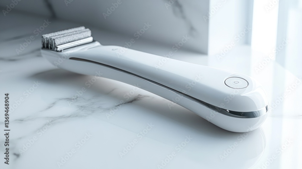 Modern skin care device on marble surface, futuristic design, studio lighting, cosmetic Modern skin care device on marble surface, futuristic design, studio lighting, cosmetic