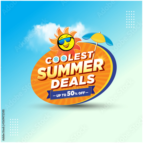 Coolest Summer Deals Logo Vector. Advertising, Retail, Marketing